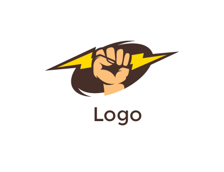 fist holding a lightening bolt in energy logo