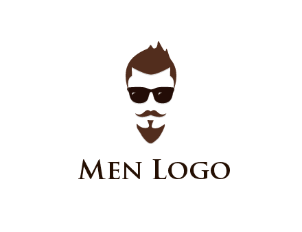 man with well-groomed hair, beard and mustache for grooming services or barber shop logo