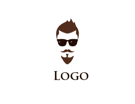 man with well-groomed hair, beard and mustache for grooming services or barber shop logo