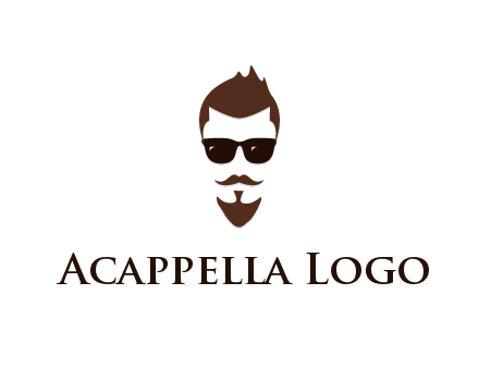 man with well-groomed hair, beard and mustache for grooming services or barber shop logo