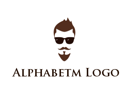 man with well-groomed hair, beard and mustache for grooming services or barber shop logo