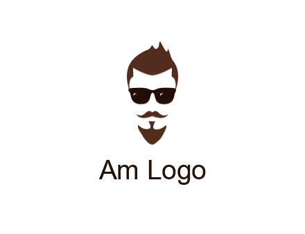 man with well-groomed hair, beard and mustache for grooming services or barber shop logo