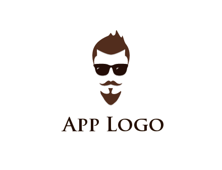 man with well-groomed hair, beard and mustache for grooming services or barber shop logo