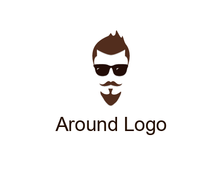man with well-groomed hair, beard and mustache for grooming services or barber shop logo