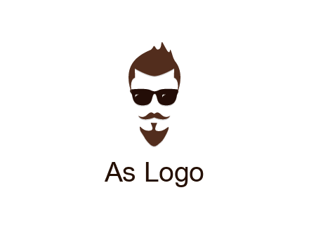 man with well-groomed hair, beard and mustache for grooming services or barber shop logo