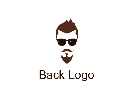 man with well-groomed hair, beard and mustache for grooming services or barber shop logo