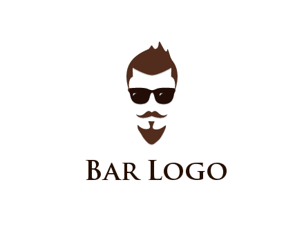 man with well-groomed hair, beard and mustache for grooming services or barber shop logo