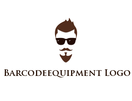 man with well-groomed hair, beard and mustache for grooming services or barber shop logo