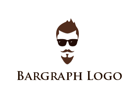 man with well-groomed hair, beard and mustache for grooming services or barber shop logo