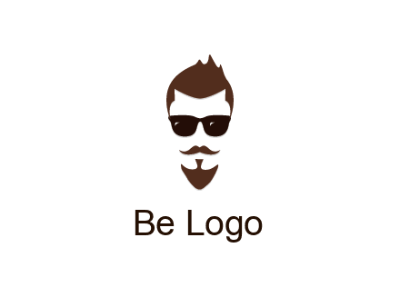 man with well-groomed hair, beard and mustache for grooming services or barber shop logo