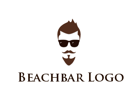 man with well-groomed hair, beard and mustache for grooming services or barber shop logo