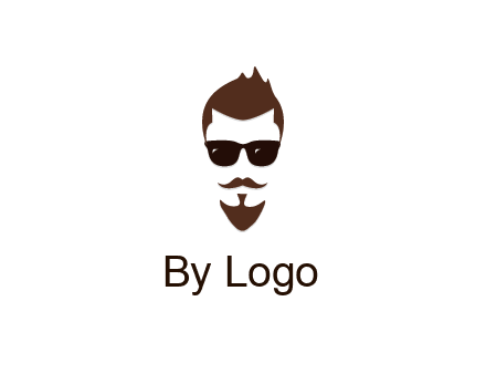 man with well-groomed hair, beard and mustache for grooming services or barber shop logo