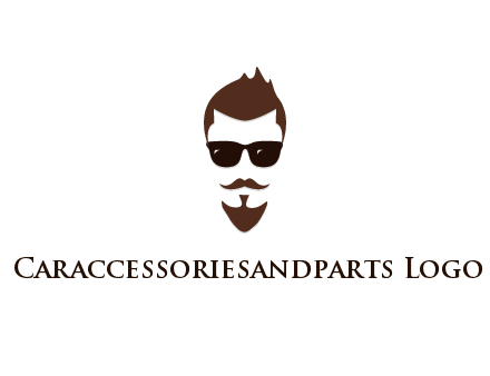 man with well-groomed hair, beard and mustache for grooming services or barber shop logo
