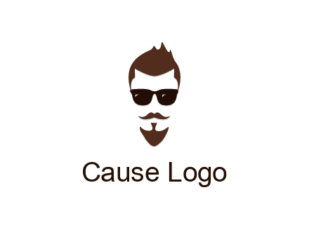 man with well-groomed hair, beard and mustache for grooming services or barber shop logo