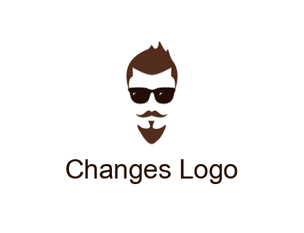 man with well-groomed hair, beard and mustache for grooming services or barber shop logo