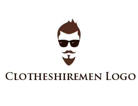 man with well-groomed hair, beard and mustache for grooming services or barber shop logo