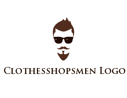 man with well-groomed hair, beard and mustache for grooming services or barber shop logo
