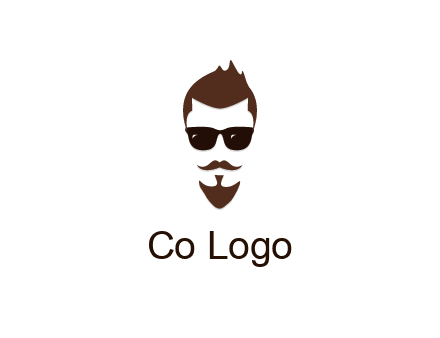 man with well-groomed hair, beard and mustache for grooming services or barber shop logo