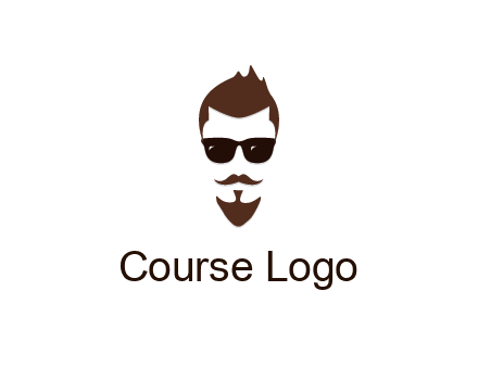 man with well-groomed hair, beard and mustache for grooming services or barber shop logo