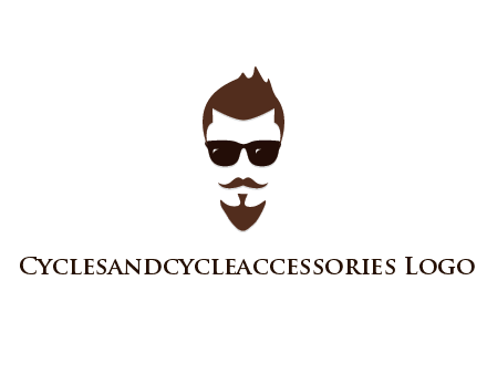 man with well-groomed hair, beard and mustache for grooming services or barber shop logo