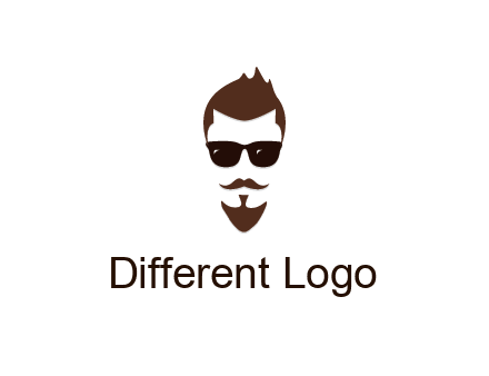 man with well-groomed hair, beard and mustache for grooming services or barber shop logo