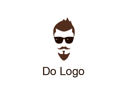 man with well-groomed hair, beard and mustache for grooming services or barber shop logo