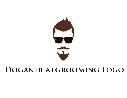 man with well-groomed hair, beard and mustache for grooming services or barber shop logo