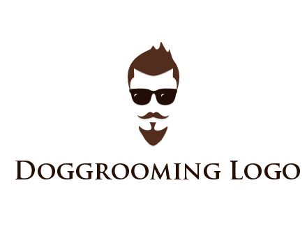 man with well-groomed hair, beard and mustache for grooming services or barber shop logo
