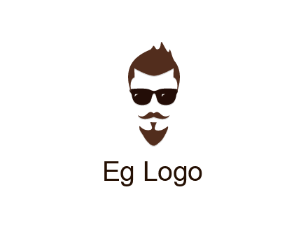 man with well-groomed hair, beard and mustache for grooming services or barber shop logo