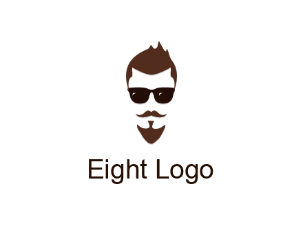 man with well-groomed hair, beard and mustache for grooming services or barber shop logo