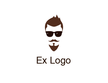 man with well-groomed hair, beard and mustache for grooming services or barber shop logo