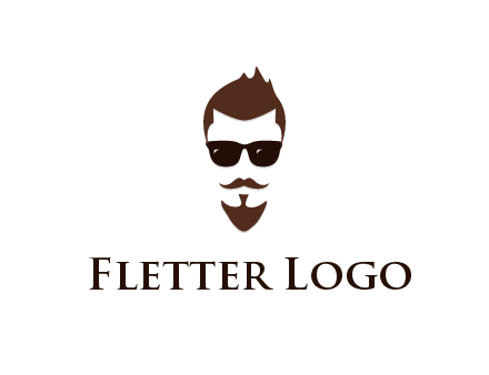 man with well-groomed hair, beard and mustache for grooming services or barber shop logo