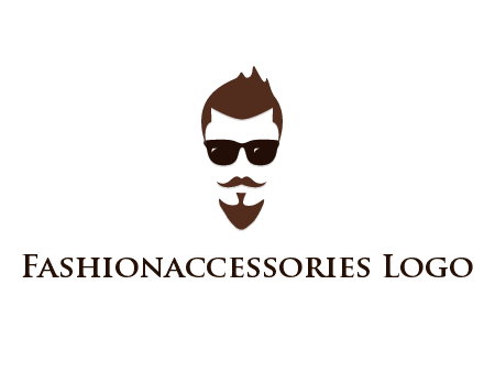 man with well-groomed hair, beard and mustache for grooming services or barber shop logo