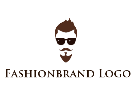 man with well-groomed hair, beard and mustache for grooming services or barber shop logo