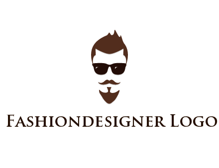 man with well-groomed hair, beard and mustache for grooming services or barber shop logo