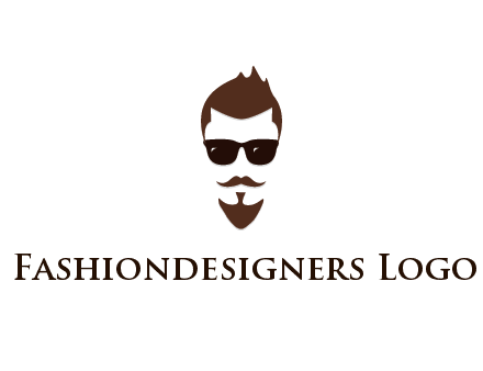 man with well-groomed hair, beard and mustache for grooming services or barber shop logo