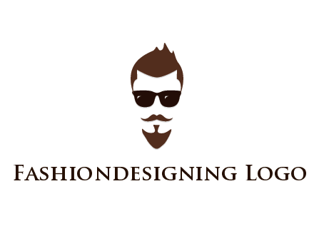 man with well-groomed hair, beard and mustache for grooming services or barber shop logo