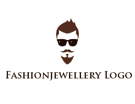 man with well-groomed hair, beard and mustache for grooming services or barber shop logo