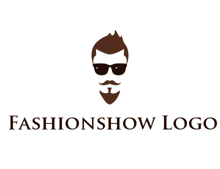 man with well-groomed hair, beard and mustache for grooming services or barber shop logo