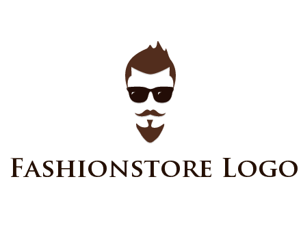 man with well-groomed hair, beard and mustache for grooming services or barber shop logo
