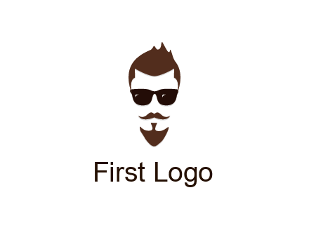man with well-groomed hair, beard and mustache for grooming services or barber shop logo