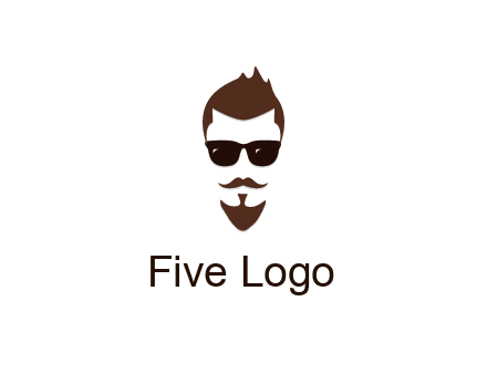 man with well-groomed hair, beard and mustache for grooming services or barber shop logo