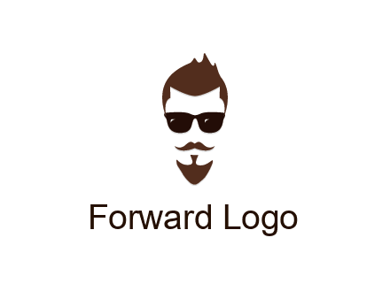 man with well-groomed hair, beard and mustache for grooming services or barber shop logo