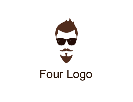 man with well-groomed hair, beard and mustache for grooming services or barber shop logo