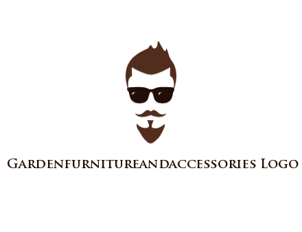 man with well-groomed hair, beard and mustache for grooming services or barber shop logo