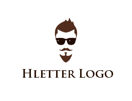 man with well-groomed hair, beard and mustache for grooming services or barber shop logo