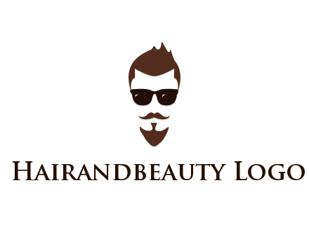 man with well-groomed hair, beard and mustache for grooming services or barber shop logo