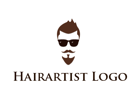 man with well-groomed hair, beard and mustache for grooming services or barber shop logo