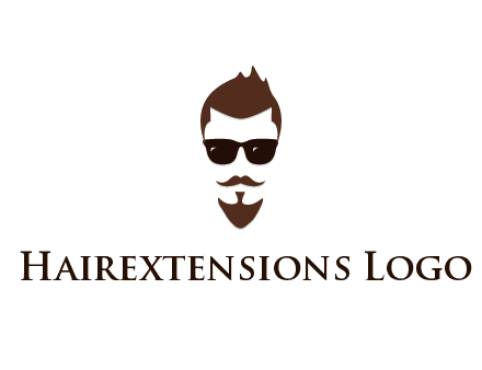 man with well-groomed hair, beard and mustache for grooming services or barber shop logo