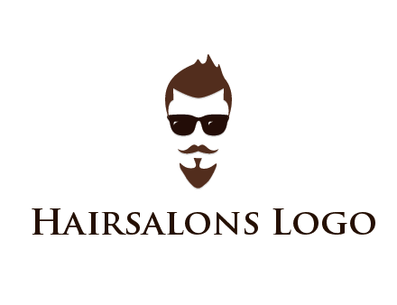 man with well-groomed hair, beard and mustache for grooming services or barber shop logo